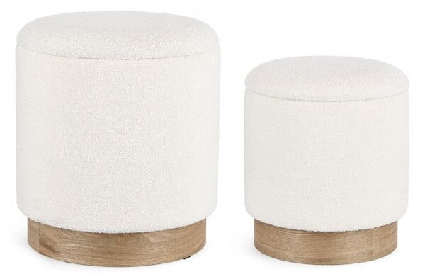 Set 2 Pouf Contenitore Zoya Bianco