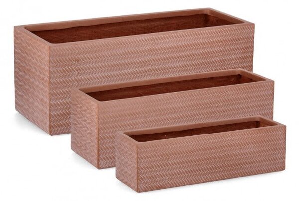Set 3 Vasi Tressage Rettangolari Terracotta
