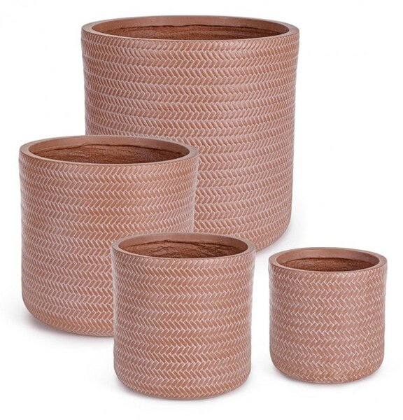 Set 4 Vasi a Cilindro Tressage Terracotta