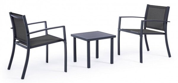 Set Tavolino e 2 Sedie da Giardino Auri Antracite