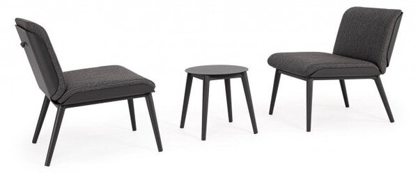 Set Tavolino e 2 Sedie da Giardino con Cuscini Isabela Antracite