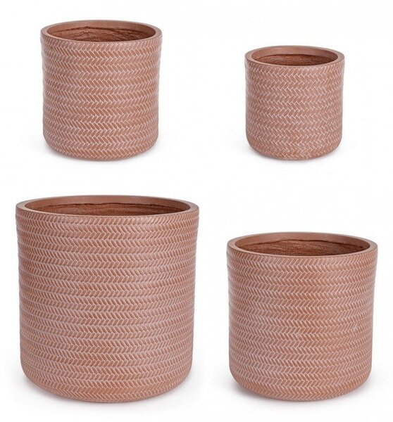 Set 4 Vasi a Cilindro Tressage Terracotta