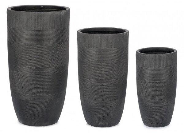 Set 3 Vasi Rigo Antracite Alto