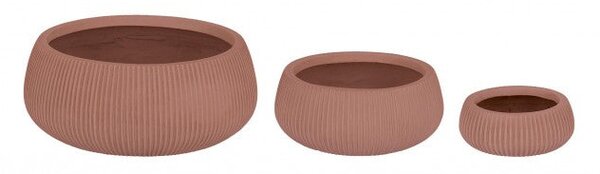 Set 3 Vasi Ribbed Bomb Terracotta Basso