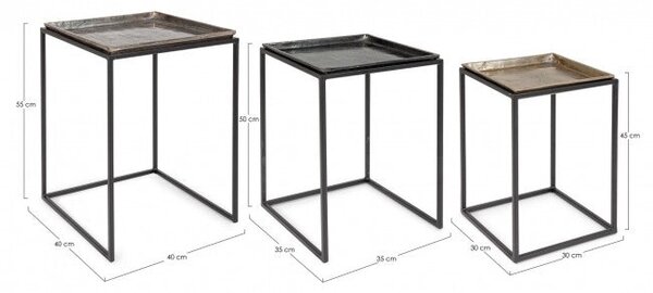 Set 3 Tavolini Quadrati Amira