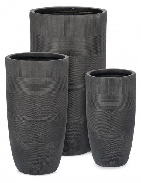 Set 3 Vasi Rigo Antracite Alto