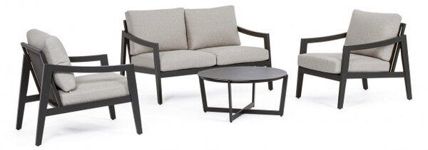 Set Salotto da Giardino Divano 2 Poltrone e Tavolino Sirenus Antracite