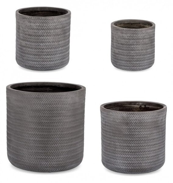 Set 4 Vasi a Cilindro Tressage Antracite