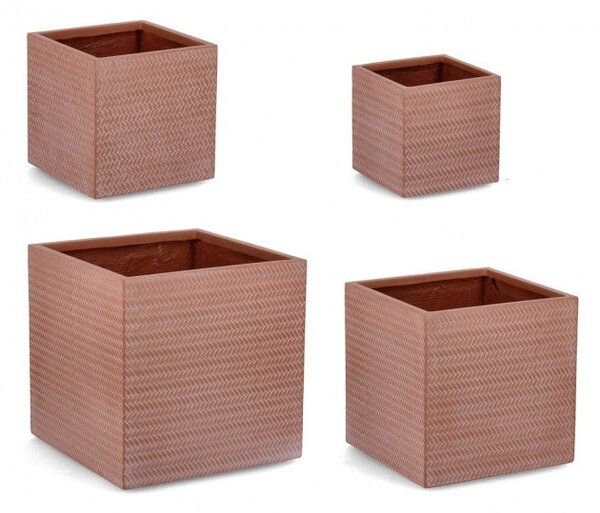 Set 4 Vasi Quadrati Tressage Terracotta