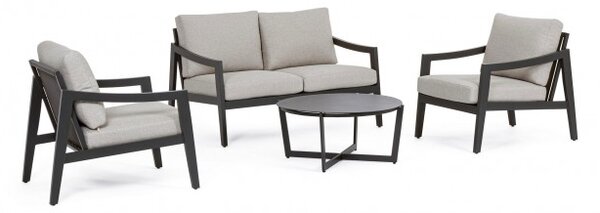 Set Salotto da Giardino Divano 2 Poltrone e Tavolino Sirenus Antracite