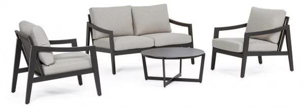 Set Salotto da Giardino Divano 2 Poltrone e Tavolino Sirenus Antracite