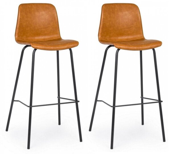 Set 2 Sgabelli Bar 39x44x103,5h cm Kyra Pu Cuoio Vintage