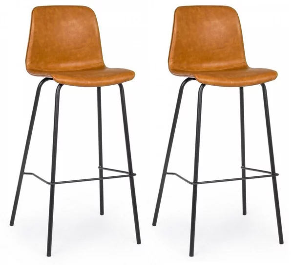 Set 2 Sgabelli Bar 39x44x103,5h cm Kyra Pu Cuoio Vintage