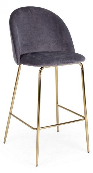 Set 2 Sgabelli Bar 51x55x105h cm Carry Velluto Grigio Scuro