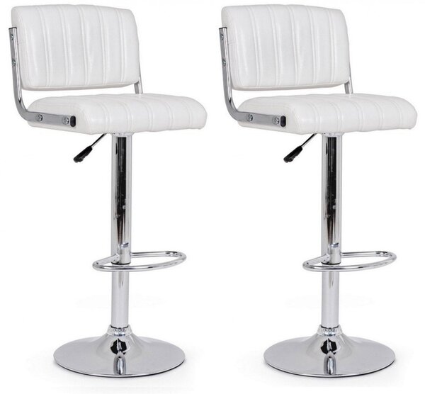 Set 2 Sgabelli Bar 46x51,5x88,5/109,5h cm Barclay Bianco
