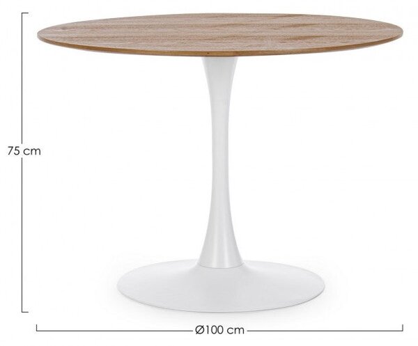 Tavolo Ø100x75h cm Bloom Top Veneer