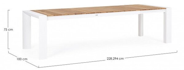 Tavolo Allungabile da Giardino 228-294x100x75h cm Cameron Bianco