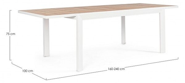 Tavolo Allungabile da Giardino 160-240x100x75h cm Belmar Bianco