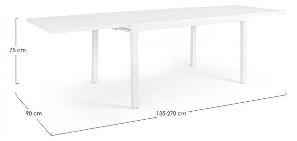 Tavolo Allungabile da Giardino 135-270x90x75h cm Pelagius Bianco