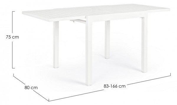 Tavolo Allungabile da Giardino 83-166x80x75h cm Pelagius Bianco