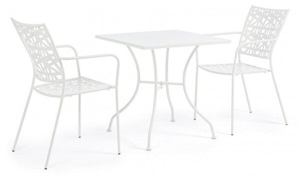 Tavolo da Giardino 70x70x71h cm Kelsie Bianco