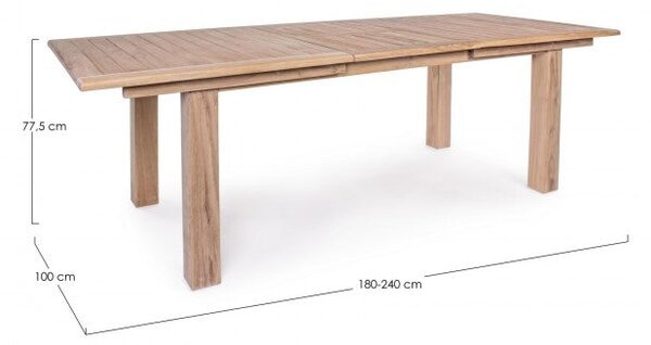 Tavolo da Giardino 180-240x100x77,5h cm Allungabile Maryland