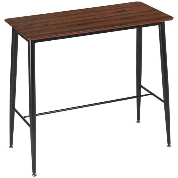 Tavolo Alto da Bar 118x58x108 cm in Legno e Acciaio Marrone e Nero