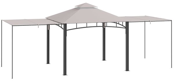 Gazebo da Giardino 3x3m con Tenda Parasole Laterale Cachi