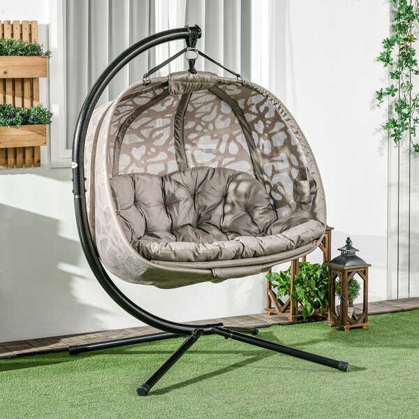 Amaca Dondolina 2 Posti da Giardino 130x103x172 cm in Acciaio e Poliestere Sabbia