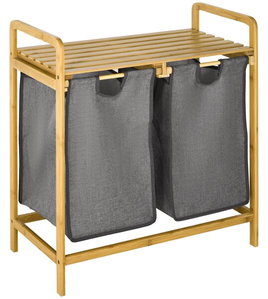 Portabiancheria 63,5x33x73 cm in Legno di bambù Grigio