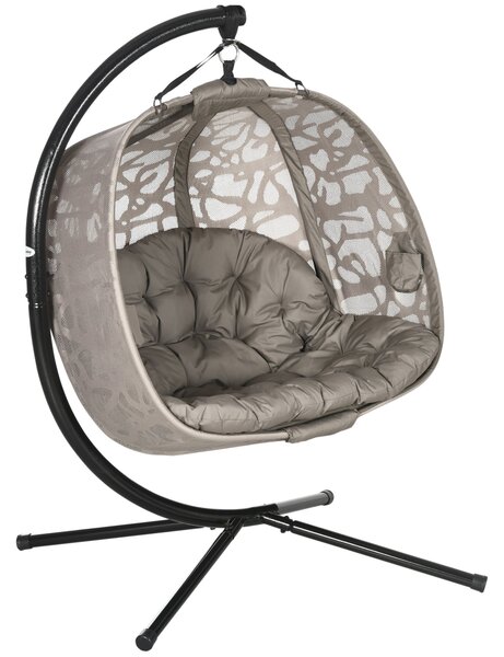 Amaca Dondolina 2 Posti da Giardino 130x103x172 cm in Acciaio e Poliestere Sabbia