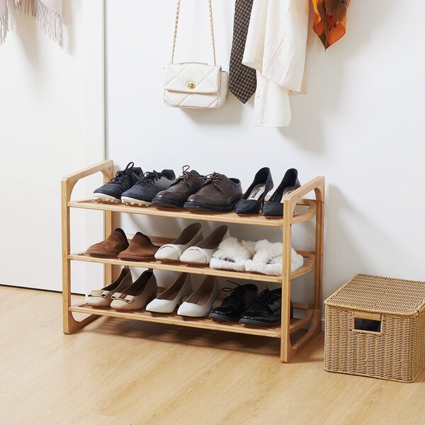 Scarpiera 3 Ripiani 9 Paia di Scarpe 76x33x51 cm in bambù Naturale