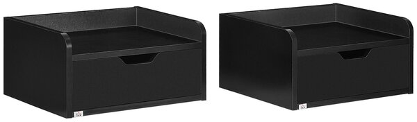Set 2 Comodini Sospesi 40x30x19,5 cm in Truciolato Nero