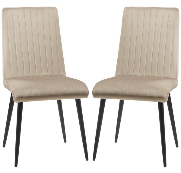 Set 2 Sedie Imbottite 43x58x90 cm in Tessuto Marrone Chiaro