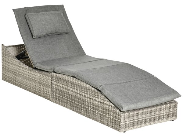 Lettino Prendisole da Giardino 60x200x40 cm in Rattan PE Grigio