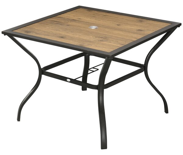 Tavolo da Giardino con Foro Centrale per Ombrellone 94Lx94Px71A cm in Acciaio Marrone
