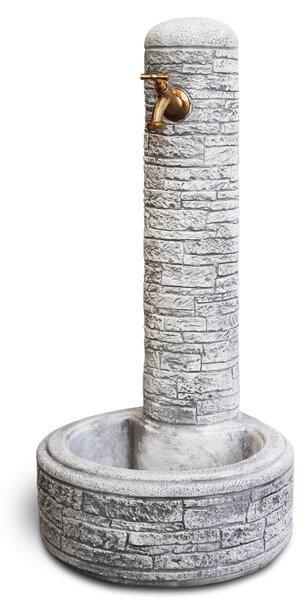 Fontana da Giardino Senza Rubinetto in Cemento Granulato di Marmo Brumano Grigio