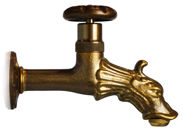 Rubinetto per Fontane in Ottone Brunito con Rosone