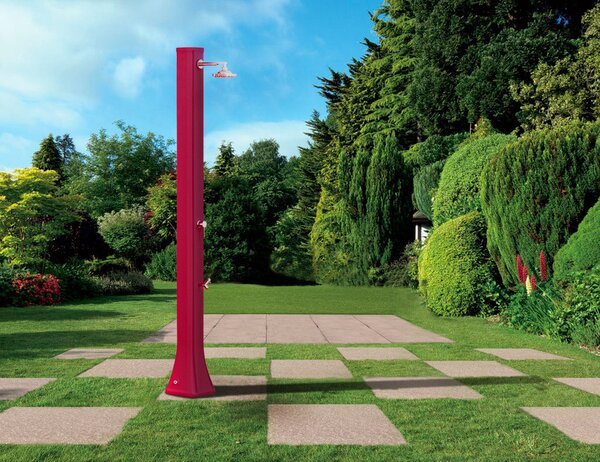 Doccia Solare da Giardino 40L Miscelatore e Lavapiedi Arkema Big Happy Five Cherry