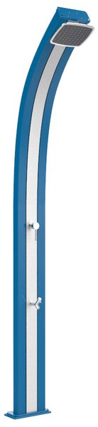 Doccia Solare da Esterno Giardino 30L Miscelatore e Lavapiedi Arkema Spring Fascia Inox Blu
