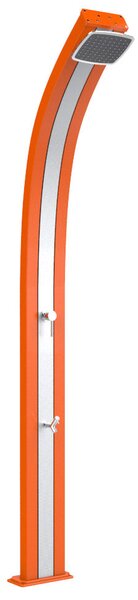 Doccia Solare da Esterno Giardino 30L Miscelatore e Lavapiedi Arkema Spring Fascia Inox Arancio