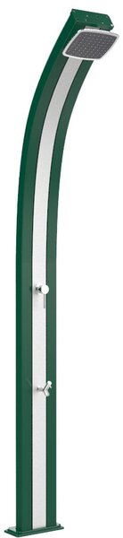 Doccia Solare da Esterno Giardino 30L Miscelatore e Lavapiedi Arkema Spring Fascia Inox Verde