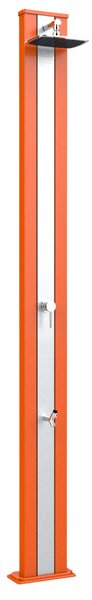 Doccia Solare da Esterno Giardino 30L Miscelatore e Lavapiedi Arkema Spring S Fascia Inox Arancio