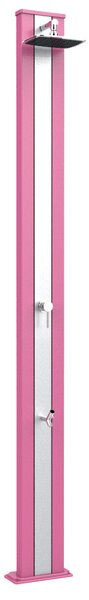 Doccia Solare da Esterno Giardino 30L Miscelatore e Lavapiedi Arkema Spring S Fascia Inox Fuxia