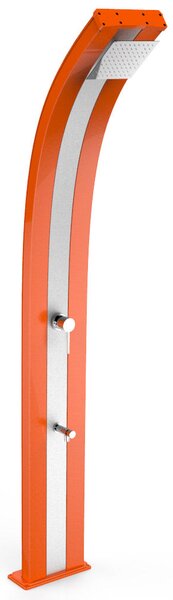 Doccia Solare da Esterno Giardino 40L Miscelatore e Lavapiedi Arkema Dada Fascia Inox Arancio