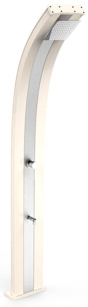 Doccia Solare da Esterno Giardino 40L Miscelatore e Lavapiedi Arkema Dada Fascia Inox Bianco Crema