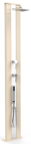 Doccia Solare da Esterno Giardino 40L Miscelatore e Doccetta Mobile Arkema Dada S Fascia Inox Bianco