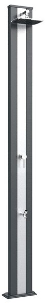 Doccia Solare da Esterno Giardino 30L Miscelatore e Lavapiedi Arkema Spring S Fascia Inox Grigio An