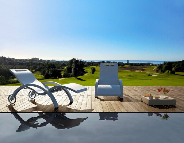 Lettino Chaise Longue da Esterno Giardino Inclinabile con Ruote Arkema Serendipity Grigio Antracite