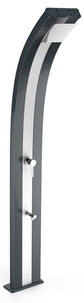 Doccia Solare da Esterno Giardino 40L Miscelatore e Lavapiedi Arkema Dada Fascia Inox Grigio Antracite